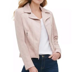 Faux Suede Moto Jacket Mauve/Light Pink NWT